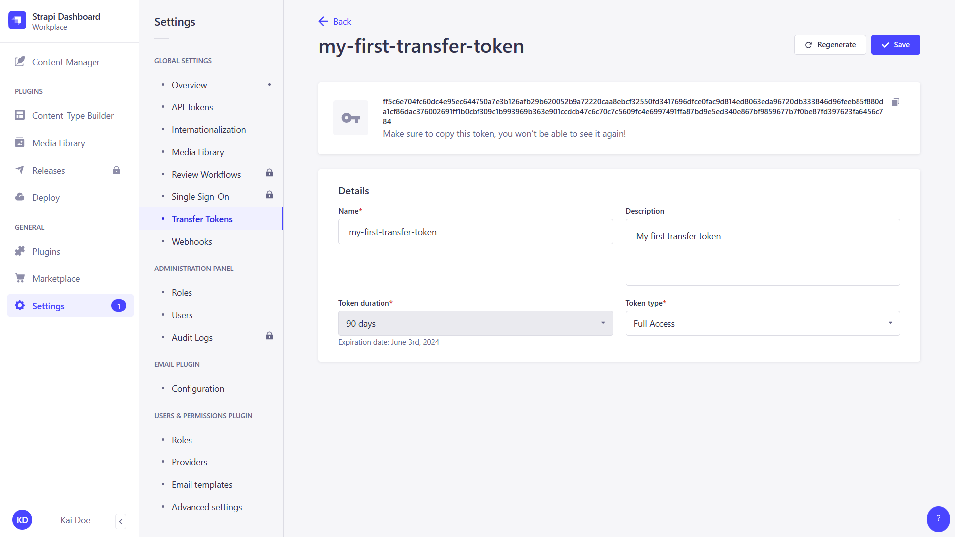 Custom Transfer Token